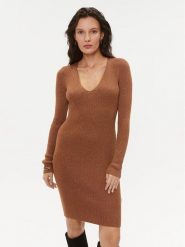 TWINSET Sukienka dzianinowa 232TT3272 Brązowy Slim Fit. Brązowe sukienki Twinset, m, bez wzorów, z dzianiny, bez kołnierzyka, bez ramiączek. Za 399.99 zł.