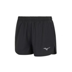 Szorty damskie Mizuno MZNRB Split. Czarne szorty sportowe Mizuno, bez wzorów, z materiału, do biegania. Za 213.00 zł.