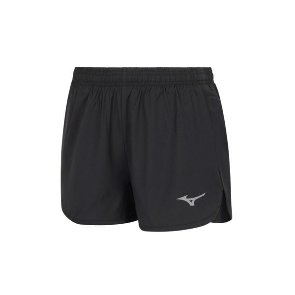 Szorty damskie Mizuno MZNRB Split. Czarne szorty sportowe Mizuno, bez wzorów, z materiału, do biegania. Za 164.00 zł.