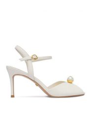 GINO ROSSI Sandały CEO-ROSE-LT2090-2-N Biały. Białe sandały Gino Rossi, bez wzorów, ze skóry, bez obcasa, na szpilce, bez zapięcia. Za 429.99 zł.