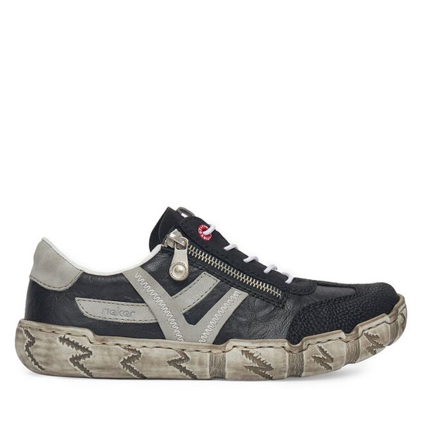 Półbuty Rieker. Czarne półbuty wsuwane Rieker, bez wzorów, bez obcasa, na płaskiej podeszwie. Za 209.99 zł.