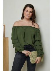 Curvy Lady Bluzka w kolorze khaki rozmiar: 40/42. Brązowe bluzki Curvy Lady, bez wzorów, klasyczne, bez kołnierzyka, bez ramiączek. Za 61.75 zł.