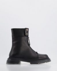 BOTKI DAMSKIE G0649643 BLACK. Czarne botki Venezia, bez wzorów, ze skóry, bez obcasa, bez zapięcia. Za 269.00 zł.