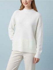 Sweter z półgolfem i długim rękawem z domieszką wełny - biały. Białe swetry Sinsay, l, bez wzorów, z wełny, bez ramiączek. Za 49.99 zł.