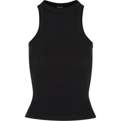 Top Z Prążkowanym Tyłem Dla Kobiet. Czarne topy Urban Classics, xl, bez wzorów, prążkowane, sportowe, bez kołnierzyka, bez ramiączek. Za 54.99 zł.
