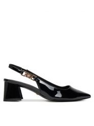 Guess Sandały FLPZAB PAF05 Czarny. Czarne sandały Guess, z aplikacjami, ze skóry, bez obcasa, na słupku, bez zapięcia. Za 369.99 zł.