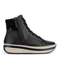 Botki Rieker Revolution Lifestyle. Czarne botki Rieker Revolution Lifestyle, bez wzorów, bez obcasa, na płaskiej podeszwie, bez zapięcia. Za 499.99 zł.