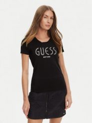 Guess T-Shirt W5YI05 J1314 Czarny Regular Fit. Czarne t-shirty Guess, xl, z aplikacjami, z bawełny, bez kołnierzyka, bez ramiączek. Za 119.99 zł.