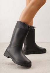 Czarne Kalosze ze Stoperem na Cholewce Eunosa. Czarne kalosze Born2be, bez wzorów, z jeansu, bez zapięcia. Za 79.99 zł.