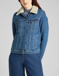 LEE SHERPA RIDER DAMSKA KURTKA JEANSOWA LOGO WORN IRIS L54VMWQW 112140285. Niebieskie kurtki Lee, l, bez wzorów, z jeansu, bez kaptura. Za 329.99 zł.