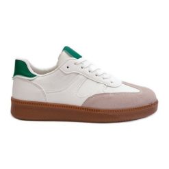 Sneakersy Buty Sportowe Niskie Damskie Białe Uvetta. Białe buty treningowe bez wzorów, z gumy, bez zapięcia, trekkingowe. Za 152.46 zł.