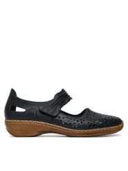 Rieker Półbuty CEO-41399-14 Granatowy. Niebieskie półbuty wsuwane Rieker, bez wzorów, ze skóry, bez obcasa, na płaskiej podeszwie. Za 319.99 zł.