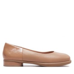 Baleriny ECCO. Brązowe baleriny ECCO, bez wzorów, bez obcasa, bez zapięcia. Za 369.99 zł.