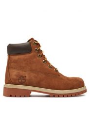 Timberland Trapery 6 In Prem 14949 Brązowy. Brązowe traperki Timberland, bez wzorów, z nubiku, bez obcasa, bez zapięcia. Za 799.99 zł.