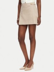 Tommy Hilfiger Spódnica mini WW0WW49649 Beżowy Regular Fit. Brązowe spódnice Tommy Hilfiger, bez wzorów, z bawełny, mini, trapezowe. Za 529.99 zł.
