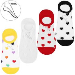 Damskie Stylowe Stopki Moraj W Serduszka Mix Kolor 3 Pary. Czerwone skarpetki Moraj, bez wzorów, z materiału. Za 22.99 zł.