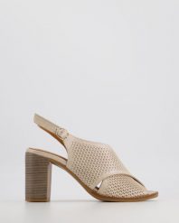 SANDAŁY NA OBCASIE 00301403D BEIGE. Brązowe sandały Venezia, bez wzorów, z nubiku, bez obcasa, na obcasie, bez zapięcia. Za 279.00 zł.