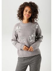 Aniston Sweter w kolorze szarym rozmiar: 38. Szare swetry Aniston, bez wzorów, ze splotem, bez ramiączek. Za 87.40 zł.