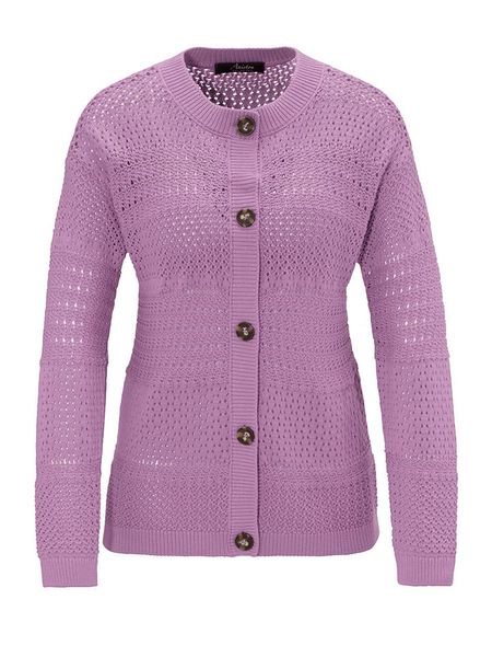 Aniston Kardigan w kolorze fioletowym rozmiar: 40. Różowe swetry Aniston, bez wzorów, z bawełny, bez ramiączek. Za 83.62 zł.