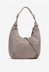 Szara Torebka na Ramię Typu Hobo Ozdobiona Frędzlami Evandelle. Szare torebki klasyczne Born2be, bez wzorów, z jeansu, eleganckie, na ramię, bez dodatków. Za 54.99 zł.