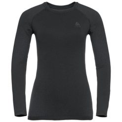 Koszulka termoaktywna damska z długim rękawem Odlo Performance Warm Eco. Czarne t-shirty sportowe ODLO, m, bez wzorów, z materiału, bez ramiączek, narciarskie. Za 263.99 zł.