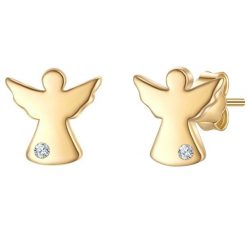 Glanzstücke München Kolczyki Aniol ze Srebra Sterling w zlocie z Diamentem Hodowanym w Laboratorium 1 ct Damski. Białe kolczyki Glanzstücke München, z diamentem, pozłacane. Za 263.49 zł.