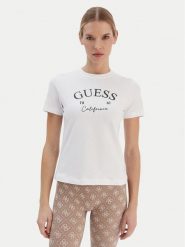 Guess T-Shirt V6RI02 J1314 Biały Regular Fit. Białe t-shirty Guess, xs, z aplikacjami, z bawełny, bez kołnierzyka, bez ramiączek. Za 159.99 zł.