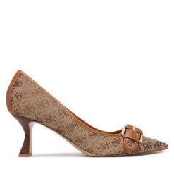 Czółenka Guess. Brązowe czółenka Guess, z aplikacjami, bez obcasa, bez zapięcia. Za 544.99 zł.