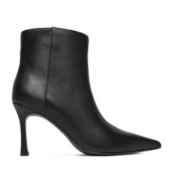 Botki Eva Minge. Czarne botki Eva Minge, bez wzorów, bez obcasa, na szpilce, bez zapięcia. Za 419.99 zł.
