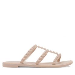 Klapki JENNY. Brązowe klapki Jenny, bez wzorów, bez obcasa, bez zapięcia. Za 39.99 zł.