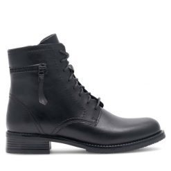 Trzewiki Lasocki. Czarne botki Lasocki, bez wzorów, bez obcasa, na płaskiej podeszwie, bez zapięcia. Za 179.99 zł.