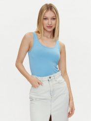 JDY Top Ava 15259184 Niebieski Slim Fit. Niebieskie topy JDY, l, bez wzorów, z bawełny, bez kołnierzyka, bez ramiączek. Za 29.99 zł.