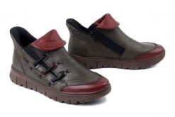 RIEKER TEX N1353-52 green, botki damskie. Zielone botki Rieker, bez wzorów, z gumy, bez obcasa, bez zapięcia. Za 343.92 zł.