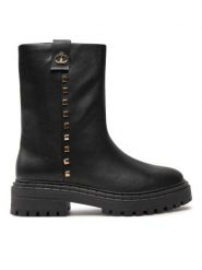 TWINSET Botki Biker 242TCP074 Czarny. Czarne botki Twinset, bez wzorów, ze skóry, bez obcasa, na płaskiej podeszwie, bez zapięcia. Za 719.99 zł.