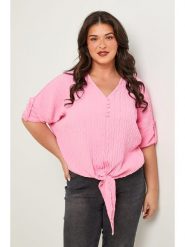 Curvy Lady Bluzka w kolorze jasnoróżowym rozmiar: 48/50. Różowe bluzki Curvy Lady, bez wzorów, klasyczne, bez kołnierzyka, bez ramiączek. Za 92.64 zł.
