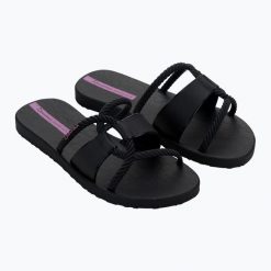 Klapki damskie Ipanema Diversa Slide. Czarne klapki Ipanema, bez wzorów, z materiału, sportowe, bez obcasa, bez zapięcia. Za 69.00 zł.