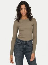 ONLY Bluzka Val 15371305 Brązowy Regular Fit. Brązowe bluzki ONLY, xl, bez wzorów, z bawełny, bez kołnierzyka, bez ramiączek. Za 79.99 zł.