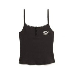 Damski tank top Superdry Athletic Essentials. Czarne topy Superdry, bez wzorów, bez kołnierzyka, bez ramiączek. Za 131.05 zł.