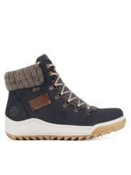 Rieker Trzewiki Y4730-14 Niebieski. Niebieskie botki Rieker, bez wzorów, z materiału, bez obcasa, na płaskiej podeszwie, bez zapięcia. Za 279.99 zł.