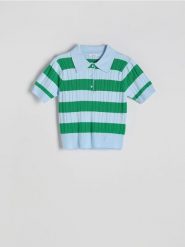Sweter polo z wiskozą - wielobarwny. Swetry Reserved, l, bez wzorów, z dzianiny, bez ramiączek. Za 119.99 zł.