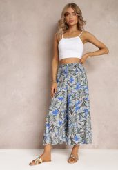 Niebieskie Szerokie Spodnie z Wiskozy o Długości 7/8 Corsini. Niebieskie jeansy Renee, l, z aplikacjami, z jeansu, eleganckie, z podwyższonym stanem. W wyprzedaży za 29.99 zł.