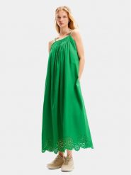 Desigual Sukienka letnia Porland 24SWVW21 Zielony Loose Fit. Zielone sukienki Desigual, xl, bez wzorów, z bawełny, bez kołnierzyka, bez ramiączek. Za 359.99 zł.