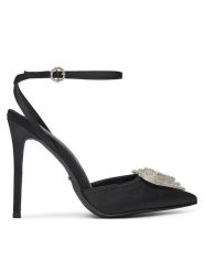 DeeZee Szpilki H85269-32 Czarny. Czarne sandały DeeZee, bez wzorów, z materiału, bez obcasa, na szpilce, bez zapięcia. Za 149.99 zł.