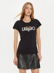Liu Jo T-Shirt WF4416 JS923 Czarny Regular Fit. Czarne t-shirty Liu Jo, xs, bez wzorów, z bawełny, bez kołnierzyka, bez ramiączek. Za 199.99 zł.