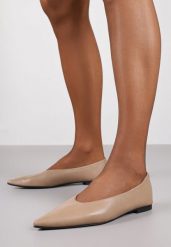 Ciemnobeżowe Balerinki Vices ze Szpiczastym Noskiem i Wkładką ze Skóry Naturalnej Belvisse. Brązowe baleriny Born2be, bez wzorów, z jeansu, biznesowe, ze szpiczastym noskiem, bez obcasa, na obcasie, bez zapięcia. Za 54.99 zł.