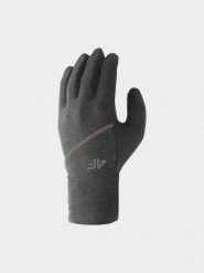 4F Rękawiczki dzianinowe Touch Screen uniseks - szare M. Szare rękawiczki 4f, bez wzorów, z dzianiny. W wyprzedaży za 29.99 zł.