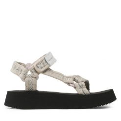 Sandały Calvin Klein Jeans. Brązowe sandały Calvin Klein Jeans, bez wzorów, z jeansu, bez obcasa, na płaskiej podeszwie, bez zapięcia. Za 229.99 zł.