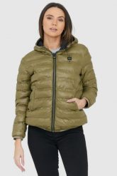 BLAUER Czarno-zielona dwustronna kurtka Stella reversible down jacket. Zielone kurtki Blauer USA, l, bez wzorów, bez kaptura. W wyprzedaży za 859.99 zł.