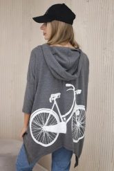 Bluza z nadrukiem roweru grafitowy melanż. Szare bluzy KESI, l, bez wzorów, z bawełny, z kapturem, rowerowe. Za 218.51 zł.