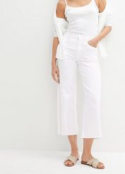 Jeansy 7/8, wide fit. Szare jeansy bonprix, bez wzorów, z jeansu. Za 97.99 zł.